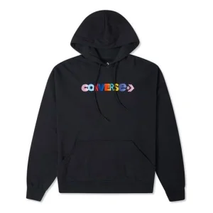 (WMNS) Converse Contrasting Colors Alphabet Embroidered Knit Hoodie Asia Sizing 'Black' 10023947-A01