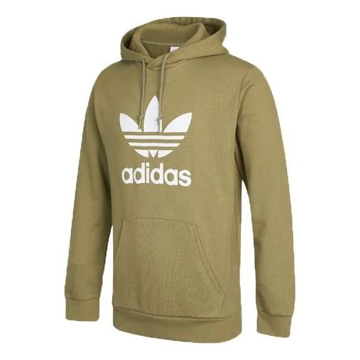 Men's adidas originals Trefoil Hoody Large Logo Printing Sports Green HE4952