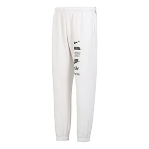Nike Club Fleece Multi Logo Pants 'White Black' DX0796-030