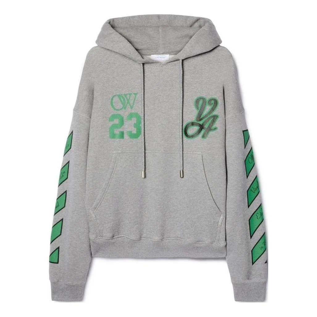 Off-White SS24 Varsity Skate Hoodie 'Melange Grey College Green' OMBB085S24FLE0140655