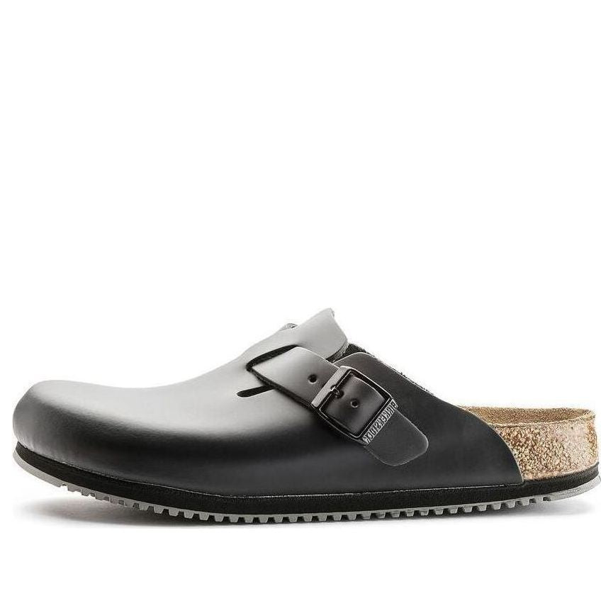 Birkenstock Boston Super Grip Natural Leather Narrow Fit 'Black' 0060196