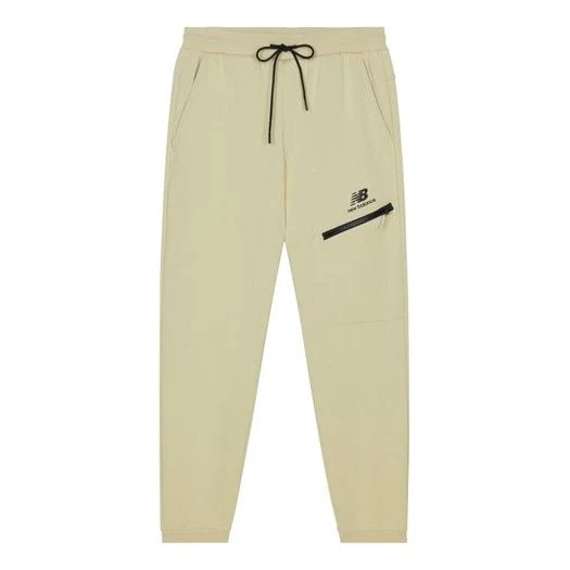 New Balance Logo Print Sweatpants Asia Sizing 'Beige Black' AMP13356-BEI
