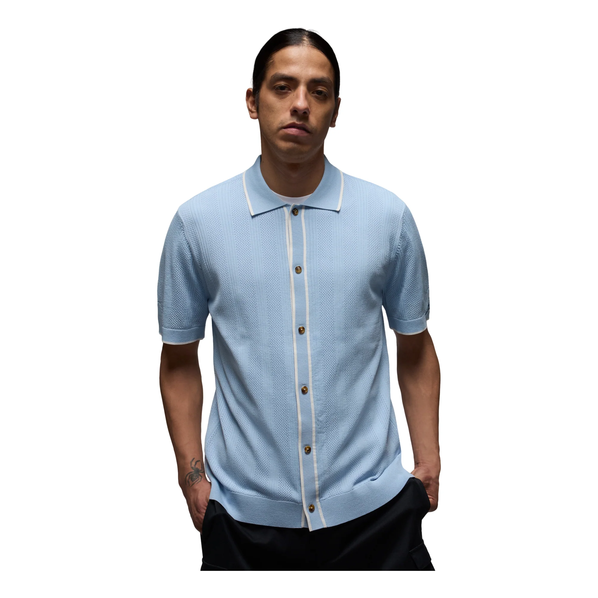 Air Jordan Sport Knit Button-Down Golf Top shirt 'Light Armory Blue' HV1157-440