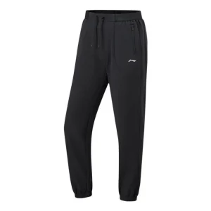 (WMNS) Li-Ning Logo Quick-Drying Running Pants 'Black' AYKT610-1