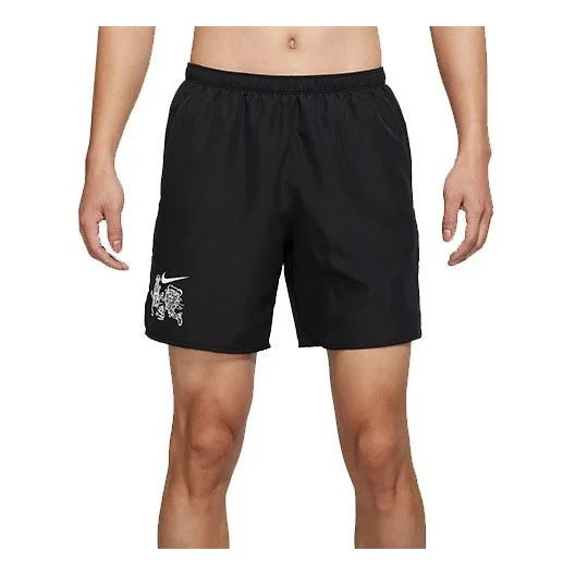 Nike Solid Color Cartoon Pattern Printing Quick Dry Running Training Shorts Black DO0772-010