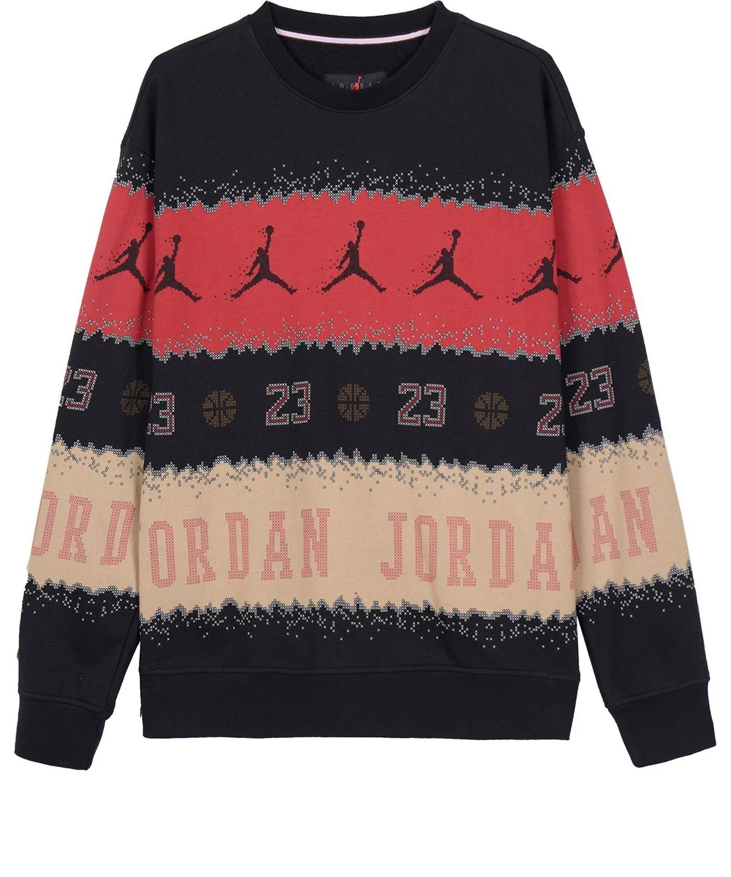 Air Jordan Essential Holiday Fleece Crew 'Beige Black Red' FD7464-687
