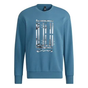 Men's adidas Wj Logo Swt Sports Round Neck Pullover Blue H39290