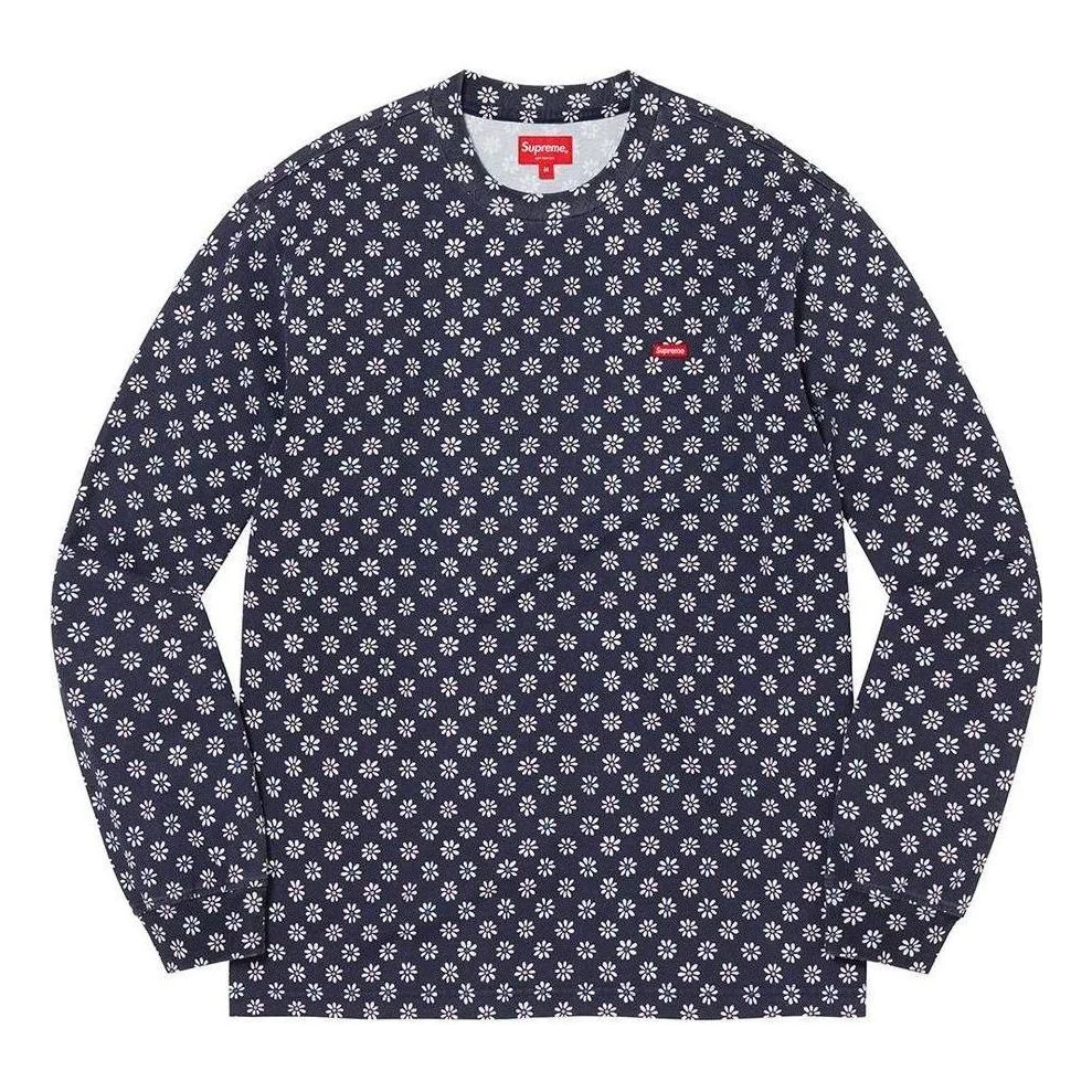 Supreme Small Box L/S Tee 'Navy White' SUP-FW22-783