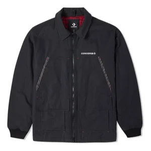 Converse New Year Series Logo Printing Lapel Sports Jacket Dark Black 10024149-A02
