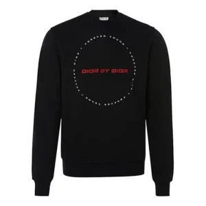 Men's DIOR FW21 Alphabet Embroidered Long Sleeves Pullover Black 333J666-W5864-980