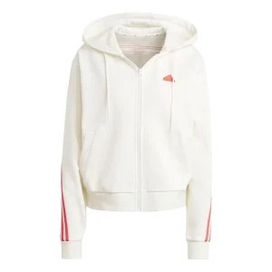 (WMNS) adidas Future Icons 3-Stripes Full Zip Hoodie Asia Sizing 'White Bright Red' IS3679