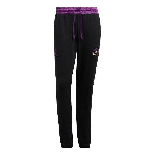 adidas Dame 8 Inn Pnt Pattern Embroidered Loose Basketball Sports Pants/Trousers/Joggers Black HD5207