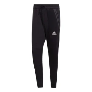 Men's adidas Casual Splicing Solid Color Drawstring Logo Sports Pants/Trousers/Joggers Black HE5038