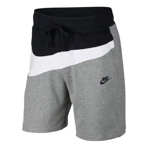 NikeSak As M Nsw Hbr Colorblock Large Logo Splicing Elastic Waistband Sports Shorts Gray AR3162-091
