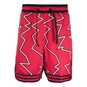 Men's Air Jordan Pattern Printing Lacing Elastic Waistband Straight Sports Shorts Red DH9079-687