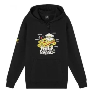 New Balance Graphic Print Hoodie Asia Sizing 'Black White' AMT11336-BK