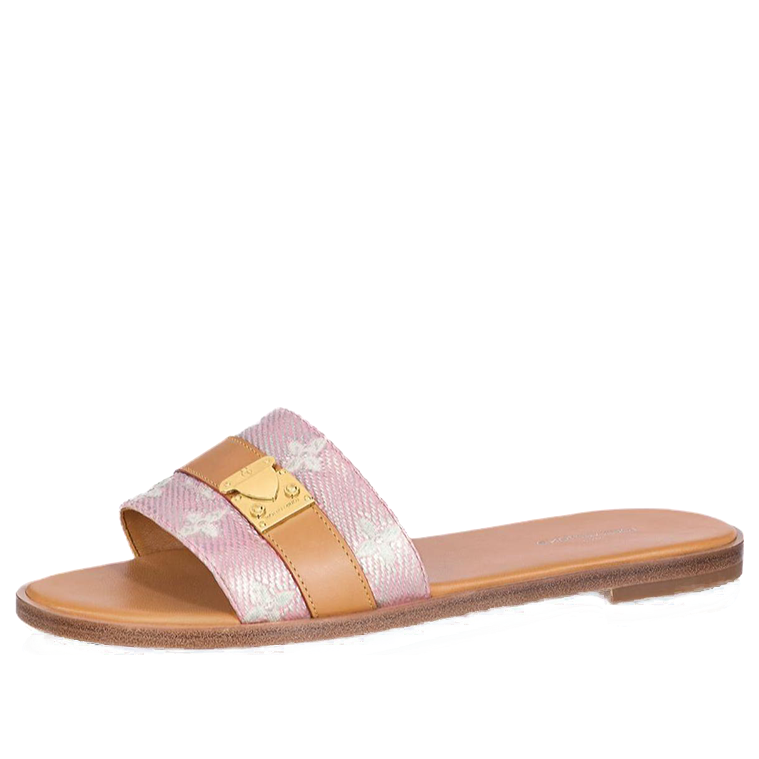 (WMNS) LOUIS VUITTON Lock It Slides 'Pink Monogram with Brown' 1ABV19