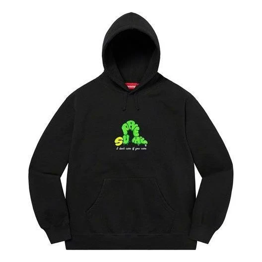 Supreme Don't Care Hooded Sweatshirt 'Black Green' SUP-SS21-505