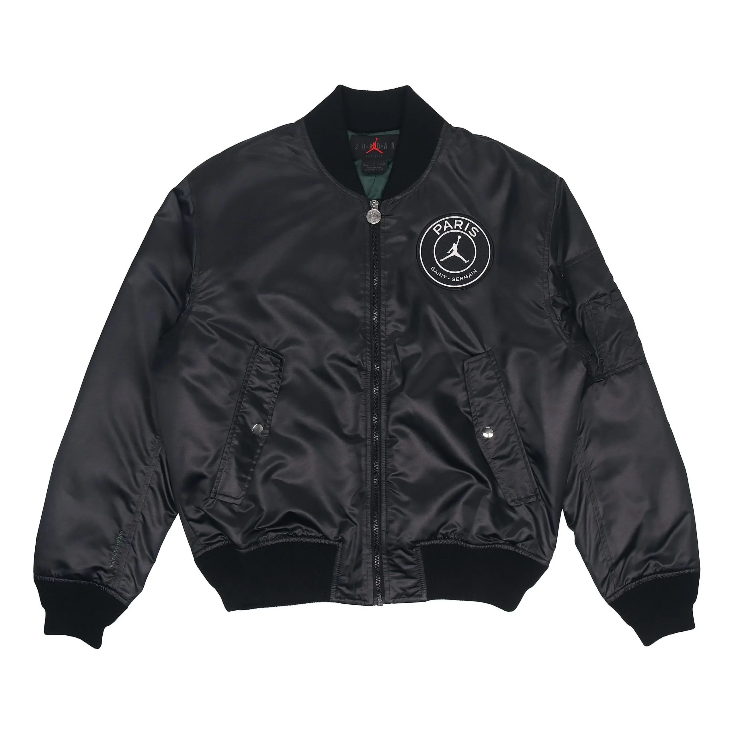 Men's Air Jordan Paris Saint-Germain MA-1 Casual Sports Alphabet Solid Color Padded Clothes Black DB6493-010