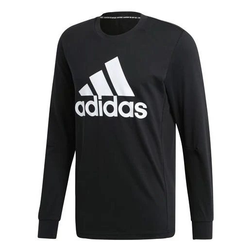 adidas Sports Breathable Round-neck Long-sleeve Tee Hooded Shirt Men Black EB5266