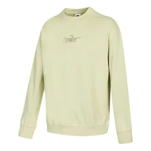Men's Nike Embroidered Logo Sports Round Neck Pullover Green DR7836-371
