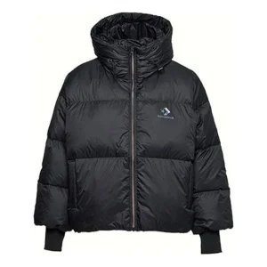 (WMNS) Converse Short Down Fill Puffer Hooded Jacket Asia Sizing 'Black' 10019326-A03
