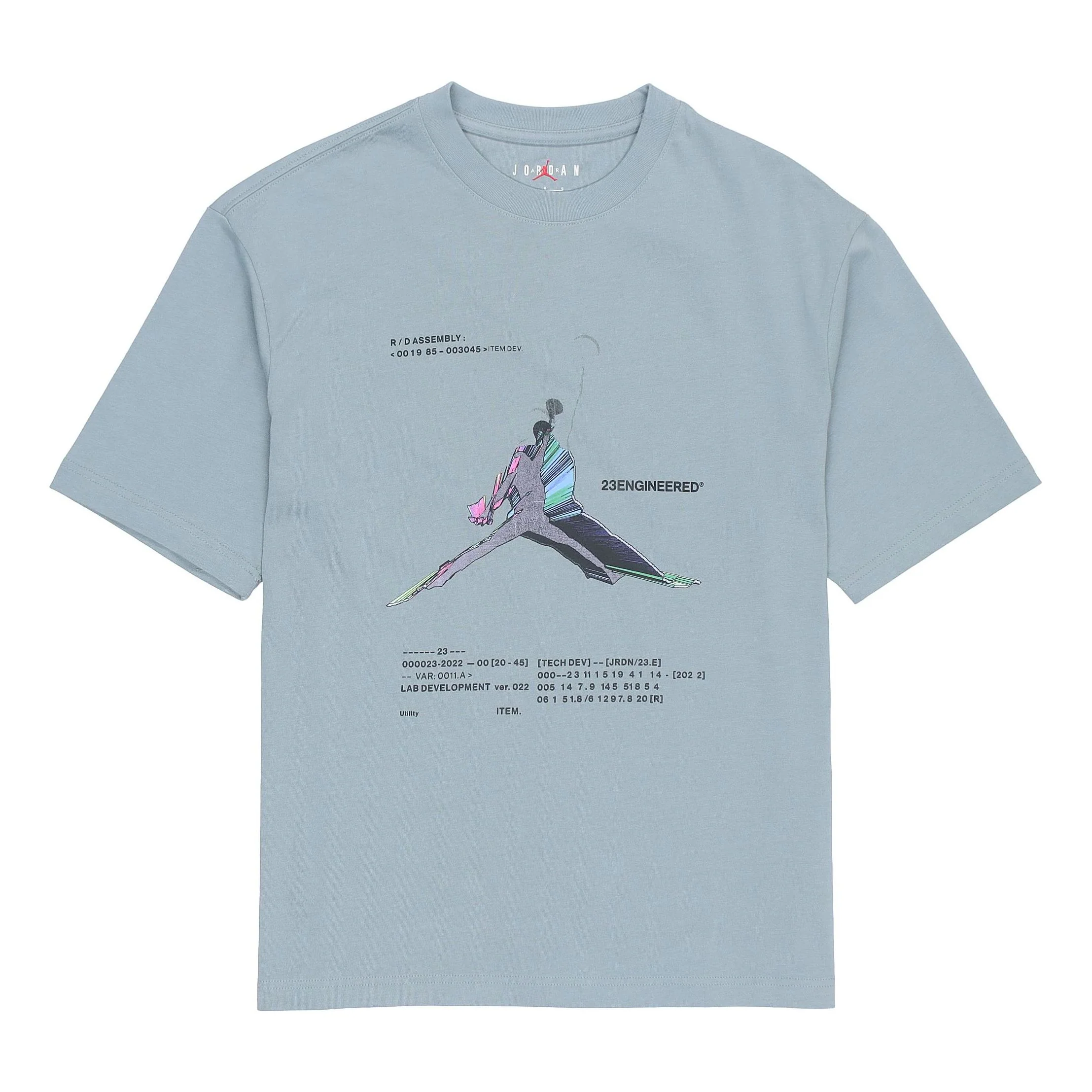 Air Jordan 23 Engineered Casual Breathable Large Logo Printing Solid Color Round Neck Short Sleeve Gray DO8895-041