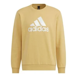 Men's adidas Brand Large Logo Printing Round Neck Long Sleeves Khaki HM2962