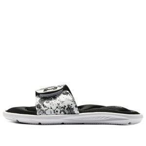 (WMNS) Under Armour Ignite 6 Graphic Strap Slide 'Black White' 3024453-002
