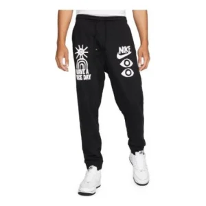 NIKE Sportswear French Terry Pants 'Black White' DQ4173-010
