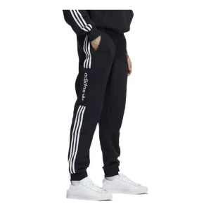 Men's adidas originals Alphabet Printing Stripe Athleisure Casual Sports Bundle Feet Autumn Black Pants H31238
