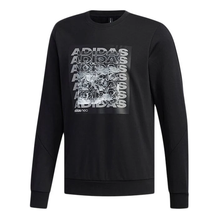 adidas neo Csgrswtshrt Sports Round Neck Knit Pullover Long Sleeves Black EI4509