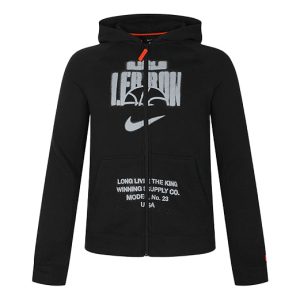 (GS) Nike Breathable Athleisure Casual Sports Hooded Long Sleeves Zipper Jacket Boy Girls Black BV4391-010