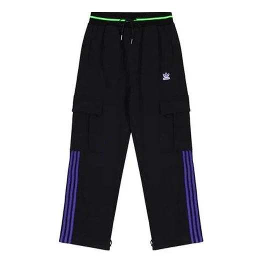 adidas originals x SANKUANZ Crossover Cargo Straight Loose Sports Pants Black FS8923