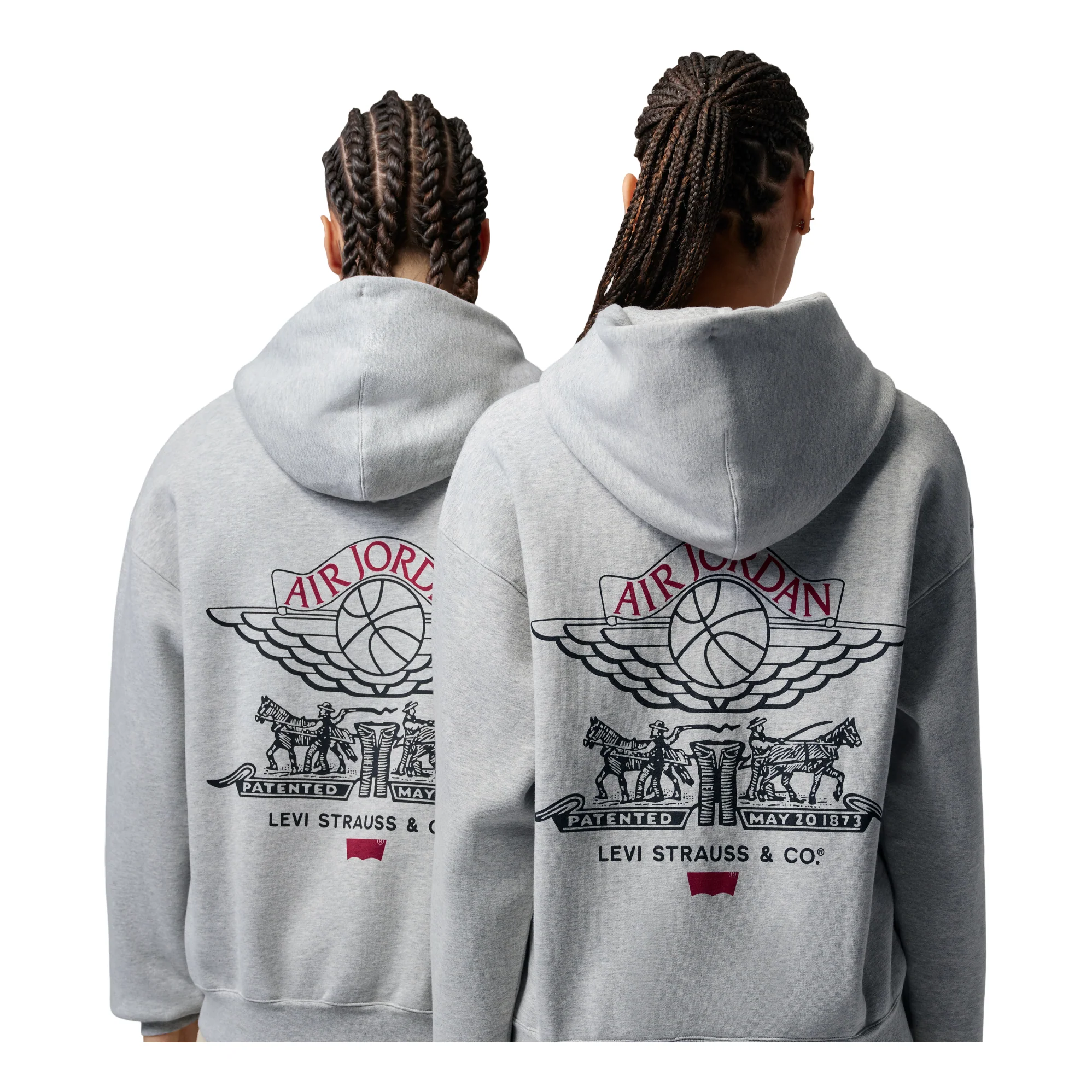 Air Jordan x Levi's Full-Zip Hoodie Asia Sizing 'Grey Heather Black Gym Red' IM6735-050