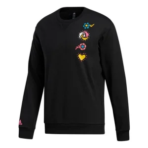 adidas Printing Round Neck Sports Pullover Black GP6260