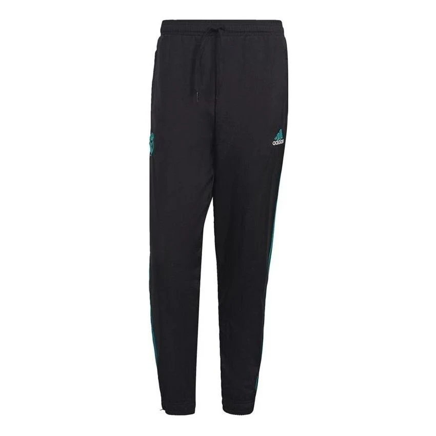 adidas Real Madrid Icons Woven Soccer Pants 'Black Blast Emerald' GR4250