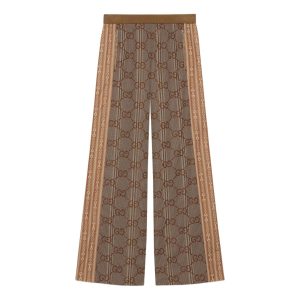 (WMNS) Gucci GG Jersey Jacquard Pants 'Brown Beige' 767027-XJF7V-2481