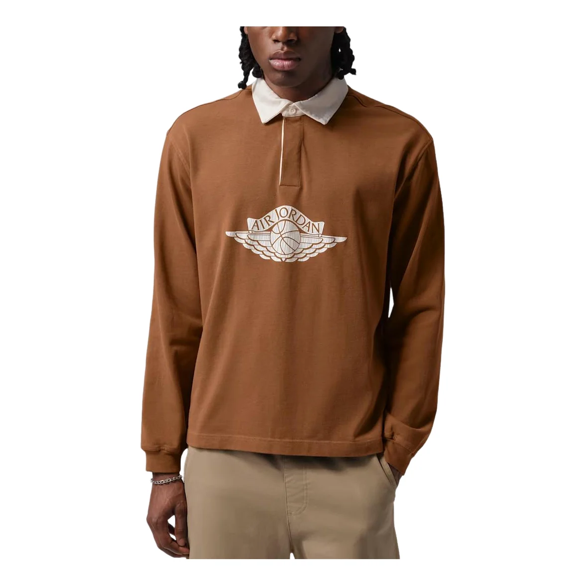 Jordan Flight Essentials Rugby T-Shirt 'Light British Tan Sail Shadow Brown' IM9148-281