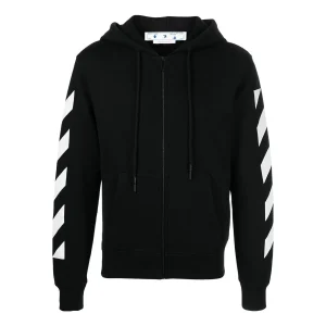 Men's Off-White FW22 Back Arrow Pattern Printing Hooded Long Sleeves Ordinary Version Black OMBE013C99FLE0061001