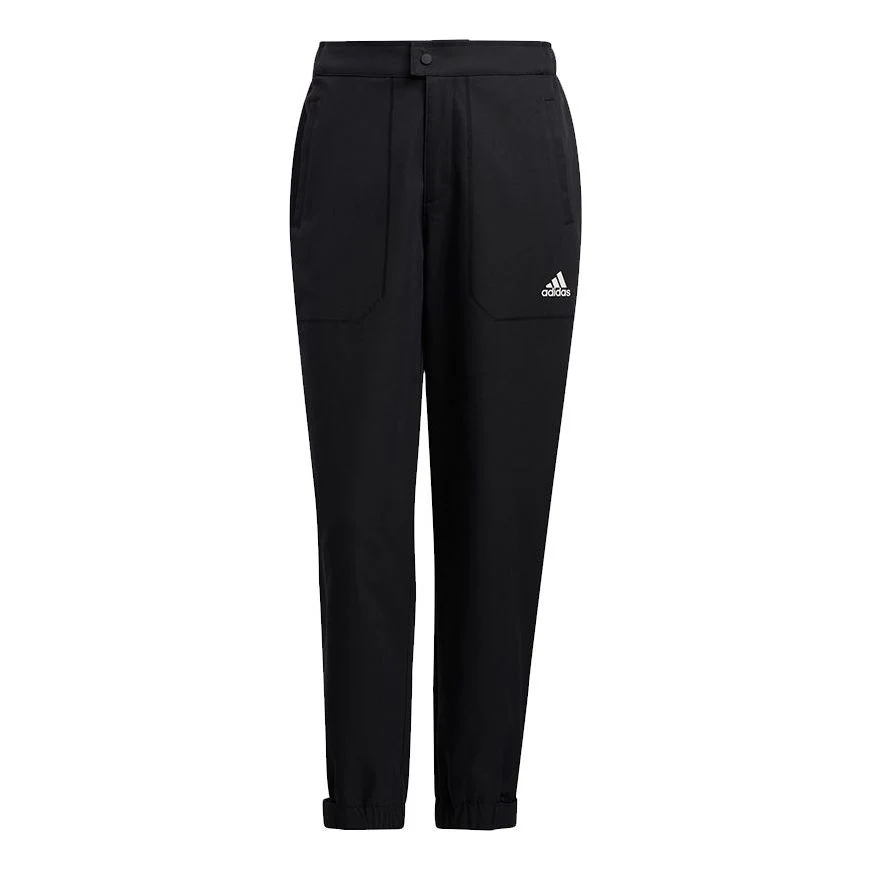 (WMNS) adidas Sty W Pt Wv Elastic Button Waist Sports Black Pants H07388