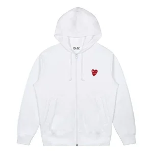 COMME des GARCONS PLAY Red Zip Up Hoodie 'White' AZ-T294-051-2