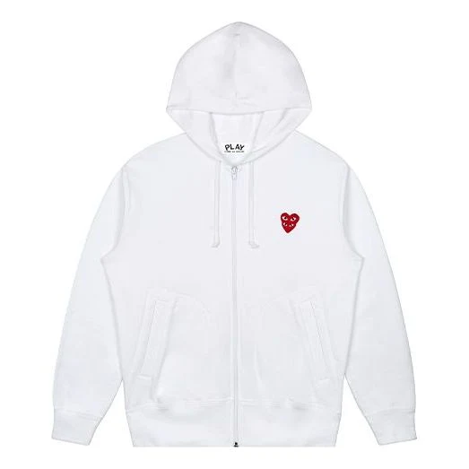 COMME des GARCONS PLAY Red Zip Up Hoodie 'White' AZ-T294-051-2