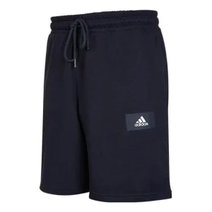 Men's adidas Logo Printing Pattern Lacing Elastic Waistband Straight Shorts Black HZ7031