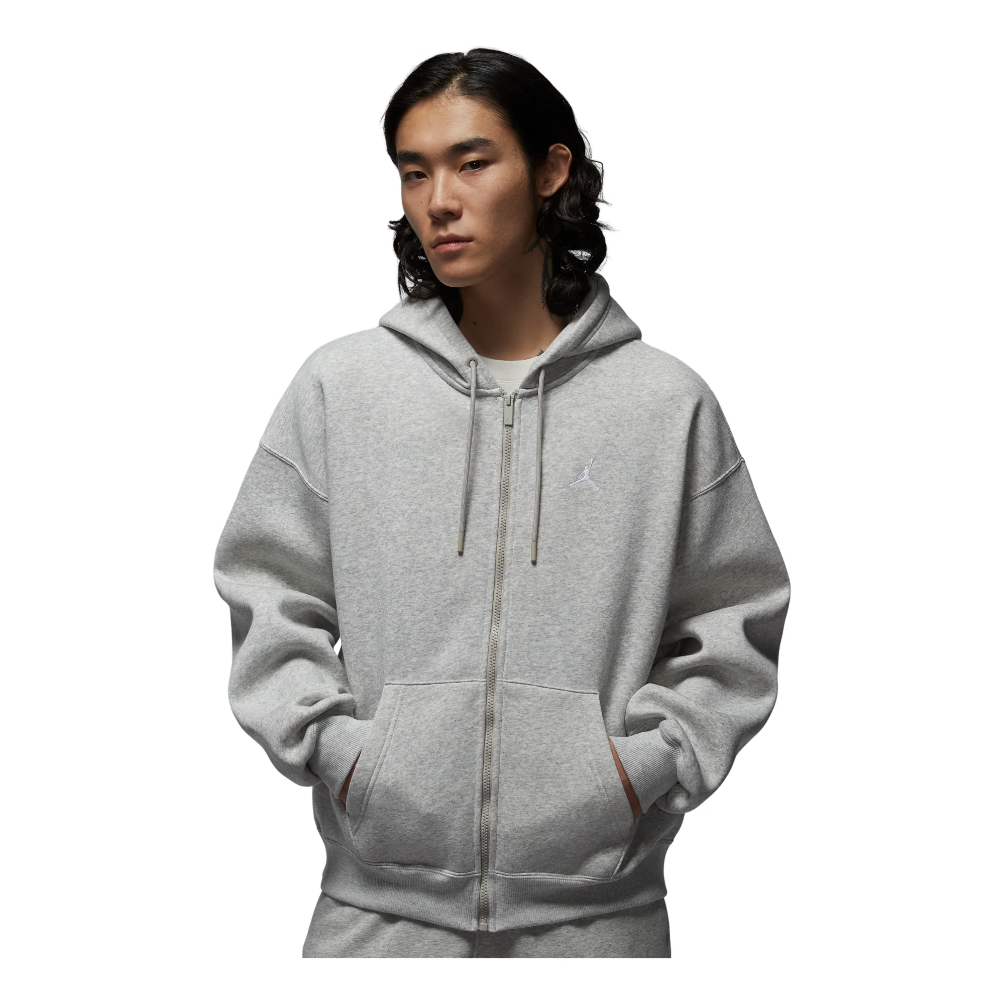 Air Jordan Brooklyn Fleece Oversized Full-Zip Hoodie 'Grey Heather' IB7232-050
