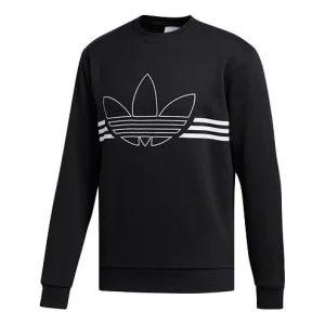 adidas originals OUTLINE TRF CRW Large logo Printing Round Neck Pullover Black ED4687