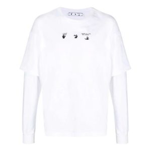 Off-White SS21 Logo Rear Pattern Printing Round Neck Long Sleeves Ordinary Version White OMAB022S21JER0010145