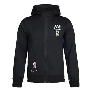 Nike Loose Casual Knit Brooklyn Basketball Hooded Jacket Black CN7883-010