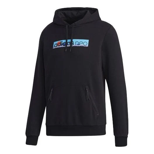 Men's adidas neo Fav Ss Hd Casual Sports Printing Pullover Black GM2332
