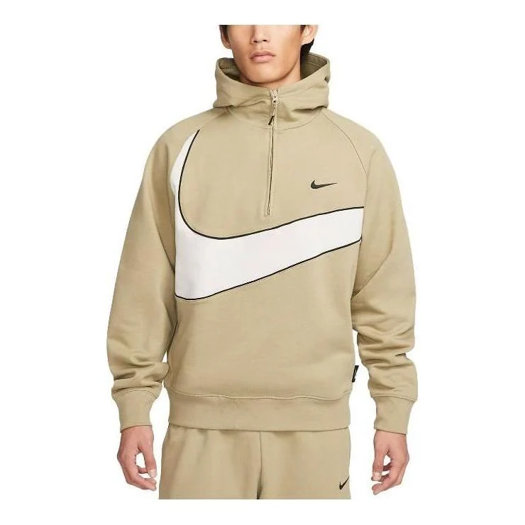 Nike Sportswear Big Swoosh Half Zip Hoodie (Asia Sizing) 'Nautral Olive Light Bone' DX0567-276